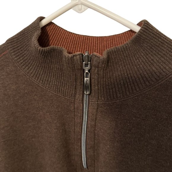 Tommy Bahama Mens Brown 1/4 Zip Pullover Long Sleeve Sweater - Picture 2 of 10